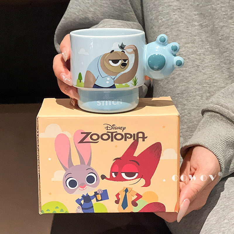 Zootopia Limited Edition Ceramic Mug Gift Set (4-Pack Β· Cute Paw Handle Design)