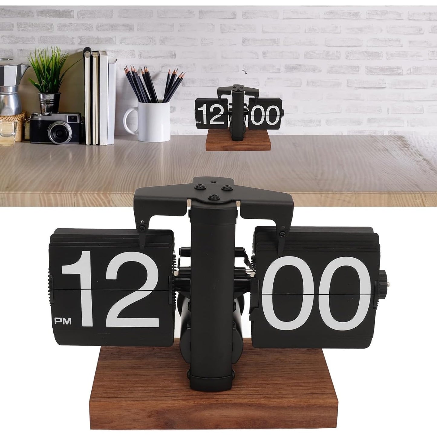 Retro Flip-Style Desktop Clock, Automatic Flip-Style Desktop Clock, Classic Mechanical Digital Display, Battery Powered, 12-Hour Format Modern Digital Mechanical Retro Flip-Style Clock