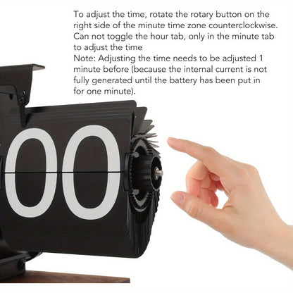 Retro Flip-Style Desktop Clock, Automatic Flip-Style Desktop Clock, Classic Mechanical Digital Display, Battery Powered, 12-Hour Format Modern Digital Mechanical Retro Flip-Style Clock