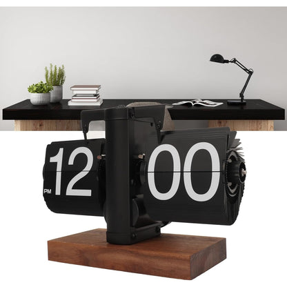 Retro Flip-Style Desktop Clock, Automatic Flip-Style Desktop Clock, Classic Mechanical Digital Display, Battery Powered, 12-Hour Format Modern Digital Mechanical Retro Flip-Style Clock