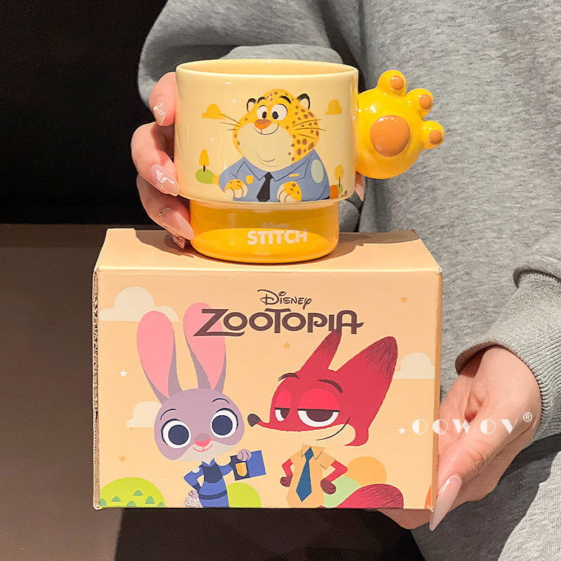 Zootopia Limited Edition Ceramic Mug Gift Set (4-Pack · Cute Paw Handle Design)
