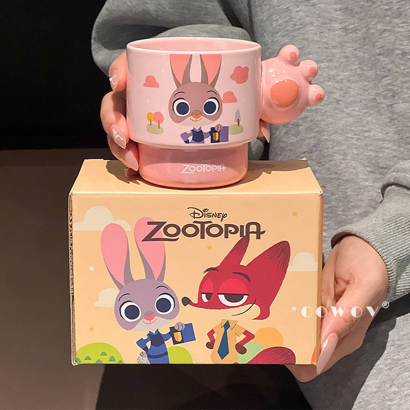 Zootopia Limited Edition Ceramic Mug Gift Set (4-Pack · Cute Paw Handle Design)