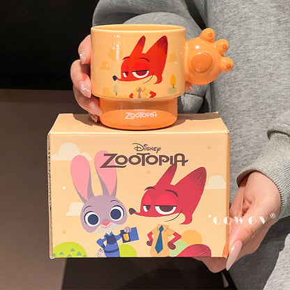 Zootopia Limited Edition Ceramic Mug Gift Set (4-Pack · Cute Paw Handle Design)