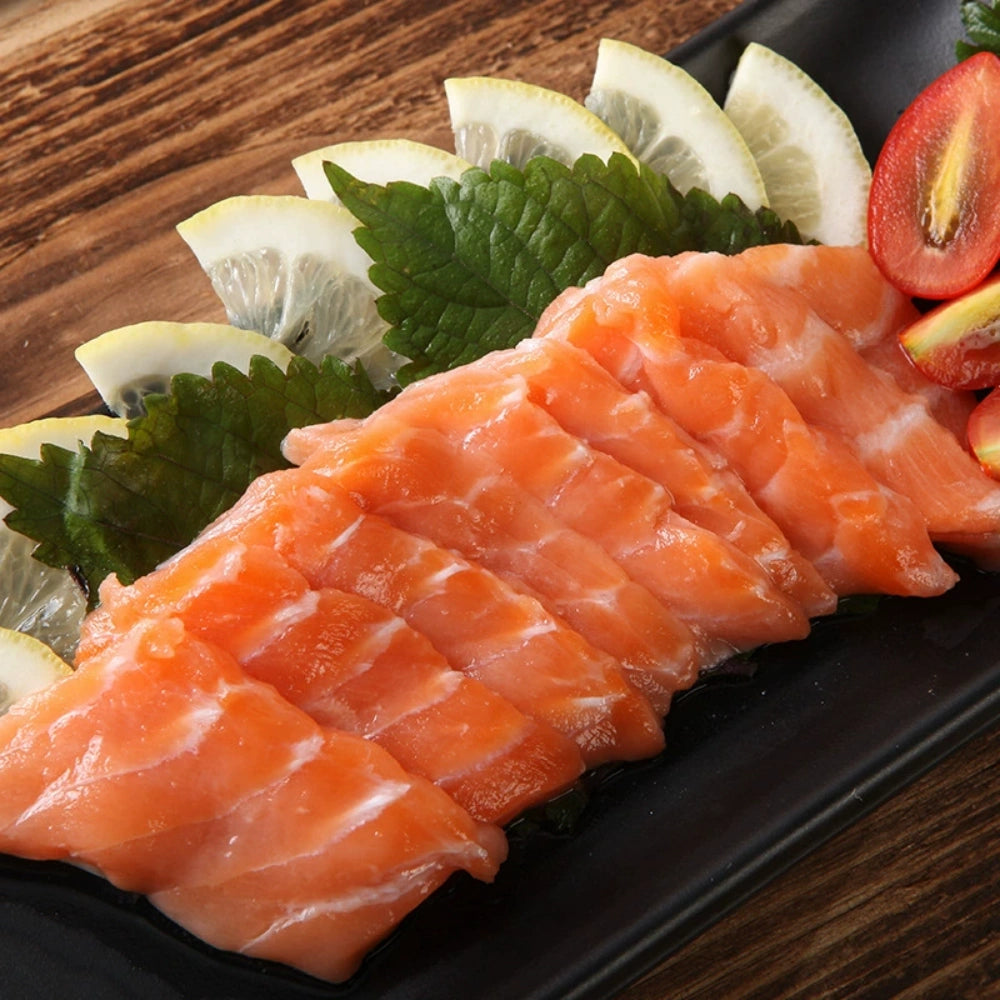 Sashimi-Grade Salmon Slices – 20 lb Bulk Foodservice Pack