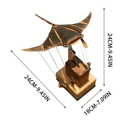 Handcrafted Wooden Swimming Ray Robot Automaton - 3D Moving Fish Mechanism, Realistic Swimming Movements, Desktop Decoration, Modern Wooden Ocean Decoration, Suitable for Home/Office Decor