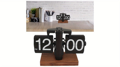 Retro Flip-Style Desktop Clock, Automatic Flip-Style Desktop Clock, Classic Mechanical Digital Display, Battery Powered, 12-Hour Format Modern Digital Mechanical Retro Flip-Style Clock