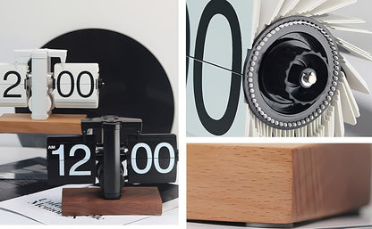 Retro Flip-Style Desktop Clock, Automatic Flip-Style Desktop Clock, Classic Mechanical Digital Display, Battery Powered, 12-Hour Format Modern Digital Mechanical Retro Flip-Style Clock